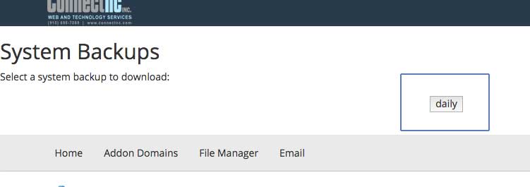 cPanel System Backup