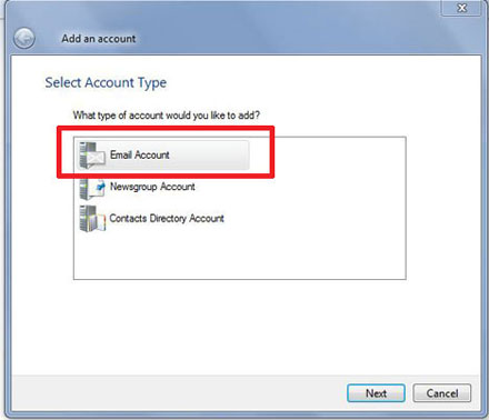Configure Windows Live Mail for your hosting account step 1