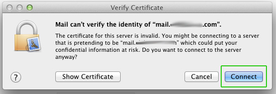 The certificate is invalid Mail can't verify the identity