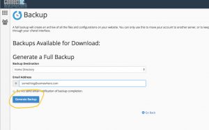 cPanel Backup Step 3