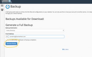 cPanel Backup Step 3