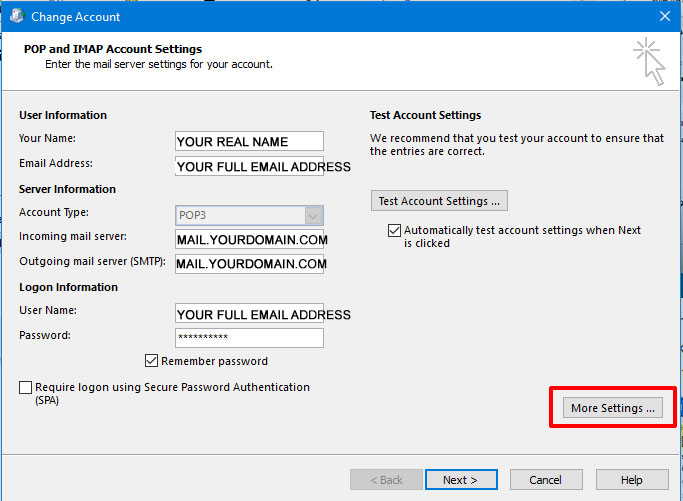 How to Update Email Account Settings in Microsoft Outlook 365
